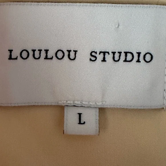 LouLou Studio Classic Long-Sleeve Button-Up Shirt in Pale Yellow size Large - Picture 3 of 10